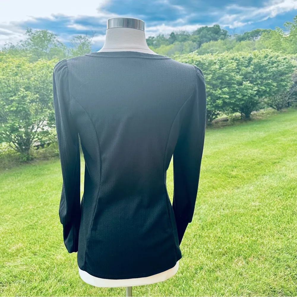 Status by Chenault Black Knit Puffed Sleeve Pullover - Image 10