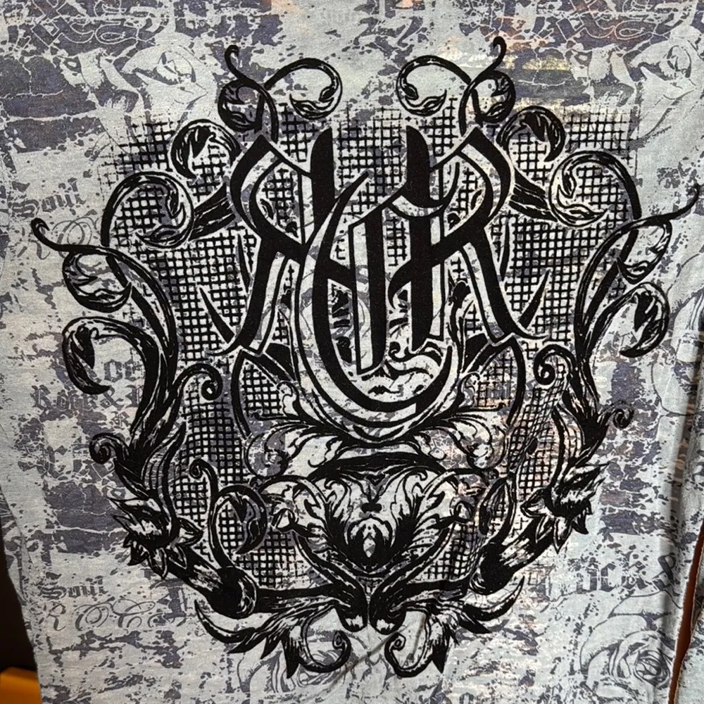 Rock & Roll Cowgirl Blue Graphic Velvet Burnout Tee Size Medium - Image 6