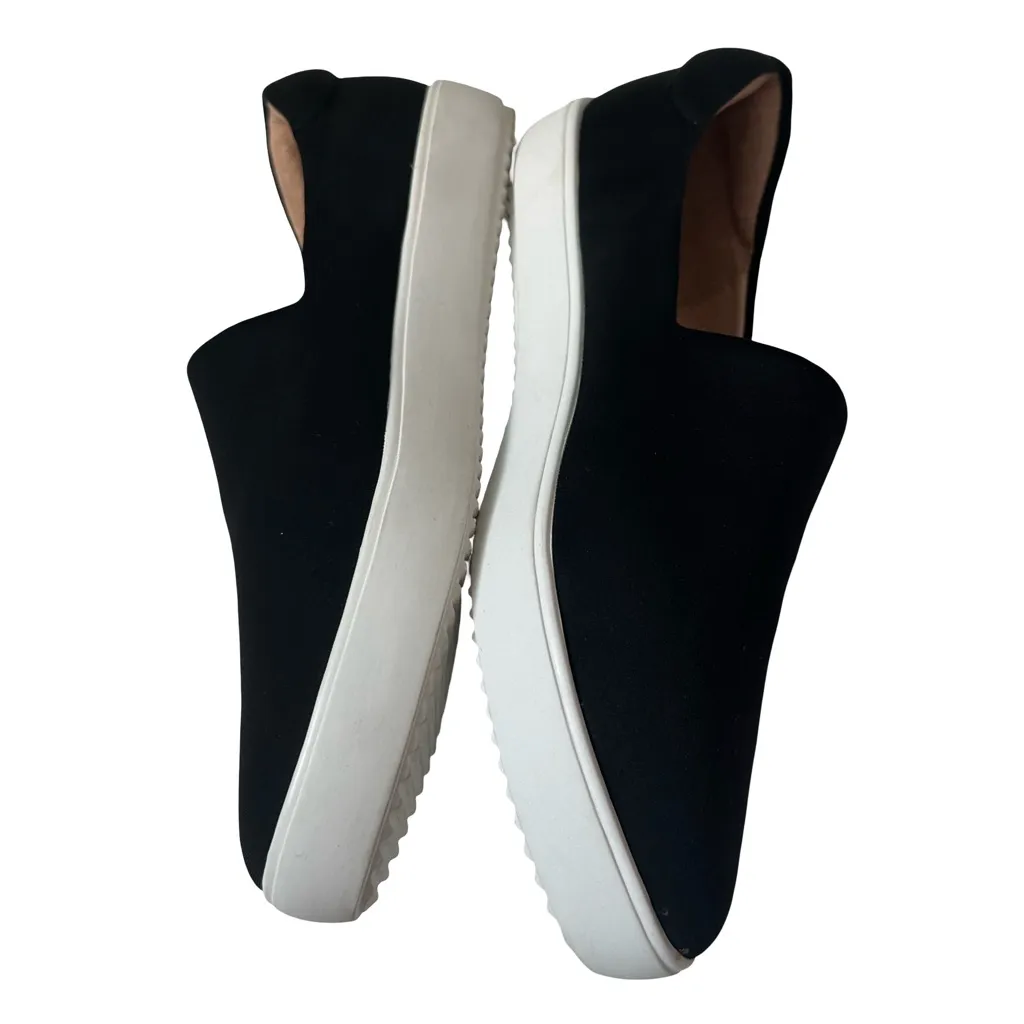 J/Slides NYC Black Durable Sleek Textile Slip On Flats/Slides 1" White Rims Size 6 - Image 6