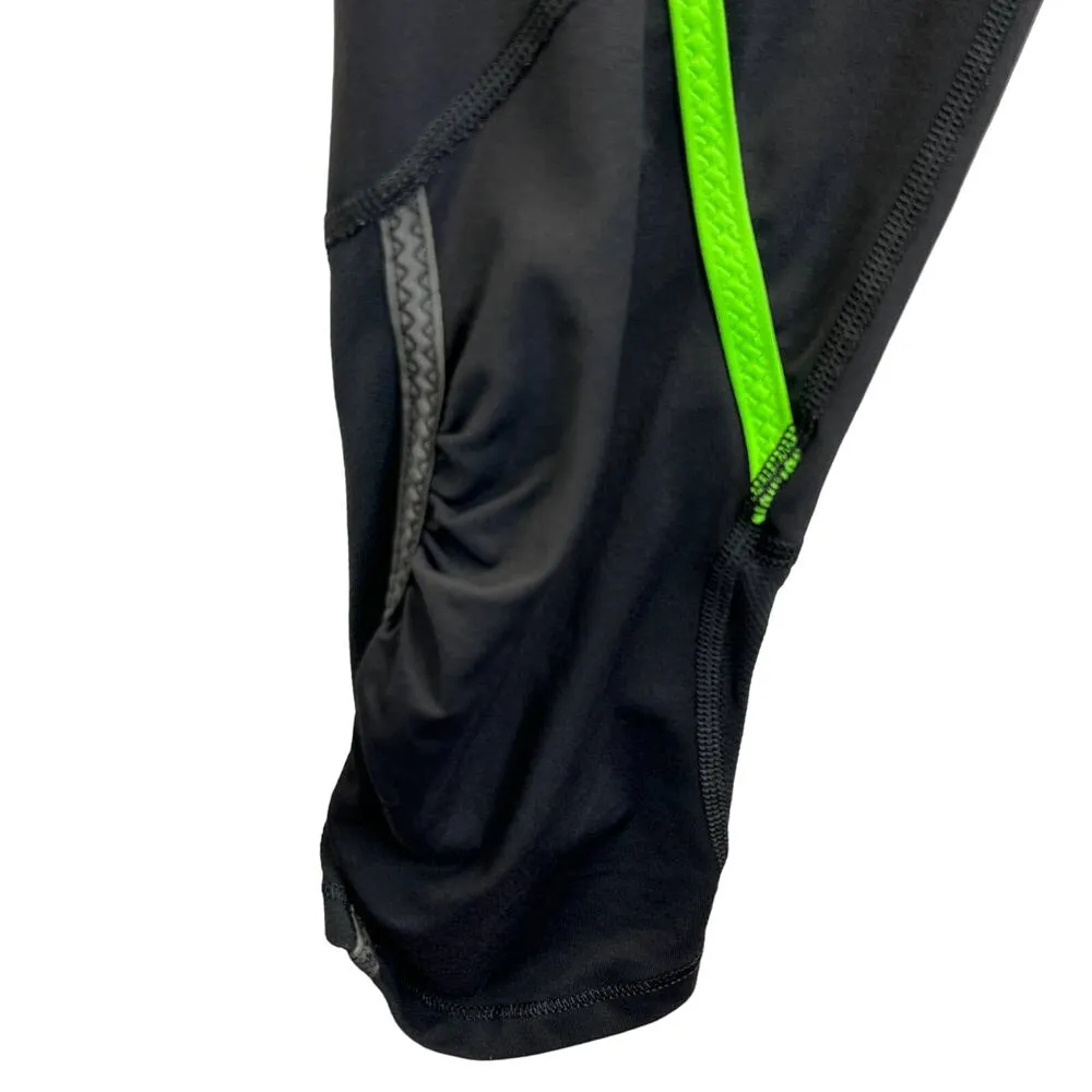 Lululemon Align Cropped Leggings Black Green 6 Zip Pocket Reflective Workout - Image 9