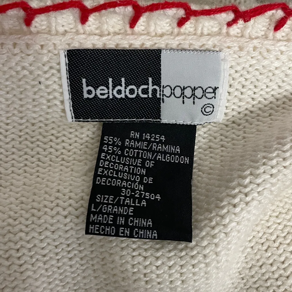 Beldoch Popper womens long cardigan vintage holiday christmas sweater size Large Red - Image 7