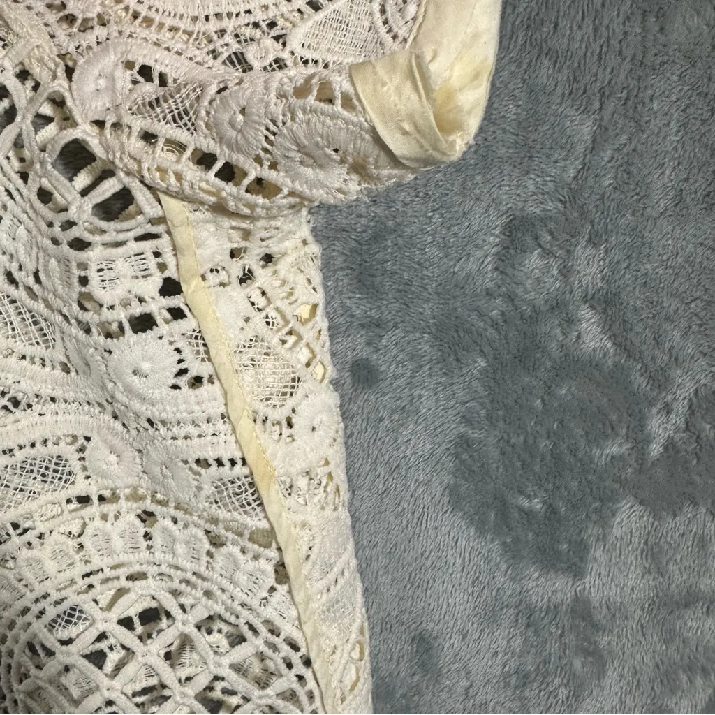 Sundance Shadow Dance White Ivory Crochet Lace Blouse - Image 6