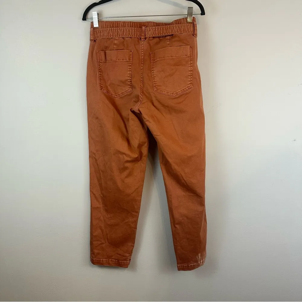 Lila Ryan | Rust Orange Tie Waist Paperbag Straight Leg Pants Size 4 - Image 5