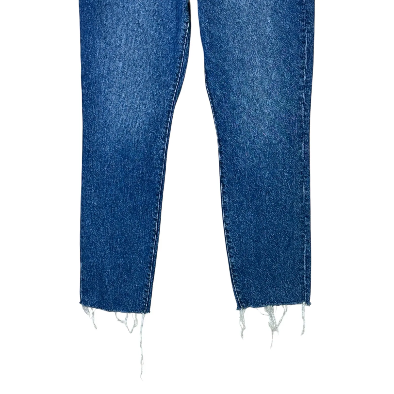 Good American Good Classic Jeans Womens 6 Medium Wash High Rise Raw Hem Stretch - Image 3