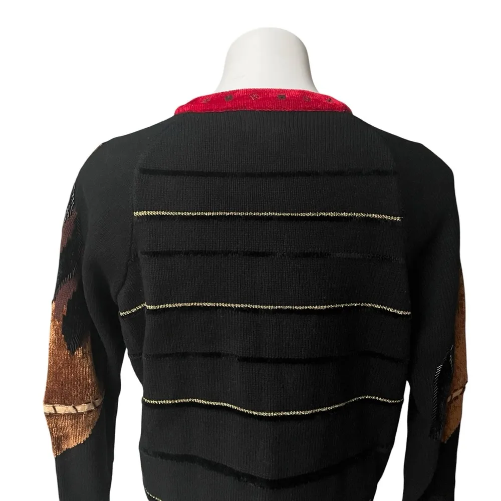 Vintage 80’s Berek Button Down Equestrian Horse Cardigan, Sz M Black Size M - Image 9