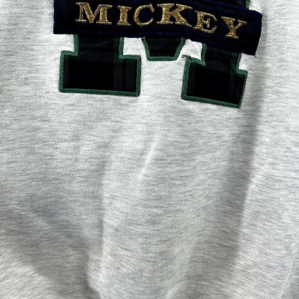 Vintage The Disney Store Mickey Sweatshirt 90s Varsity Tartan USA Gray Green XL - Image 6