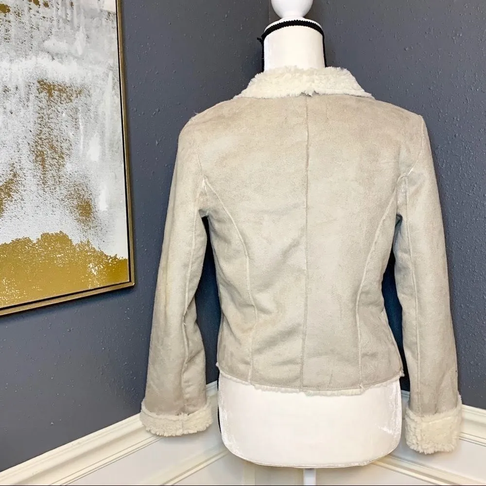 CoffeeShop faux suede cascaded sherpa lined jacket Tan - Image 5