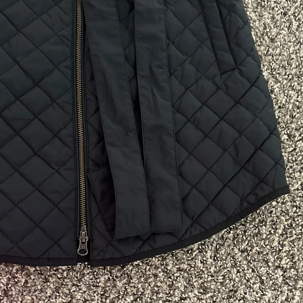 Elizabeth Roberts Long Quilted Vest with Belt Blue Size XS - Image 4