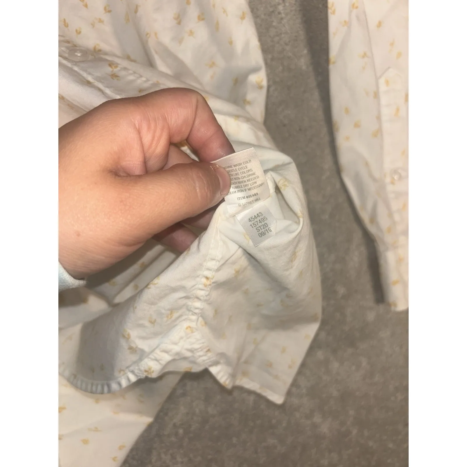 garnet hill white button up foral blouse size 12 organic pima cotton - Image 9