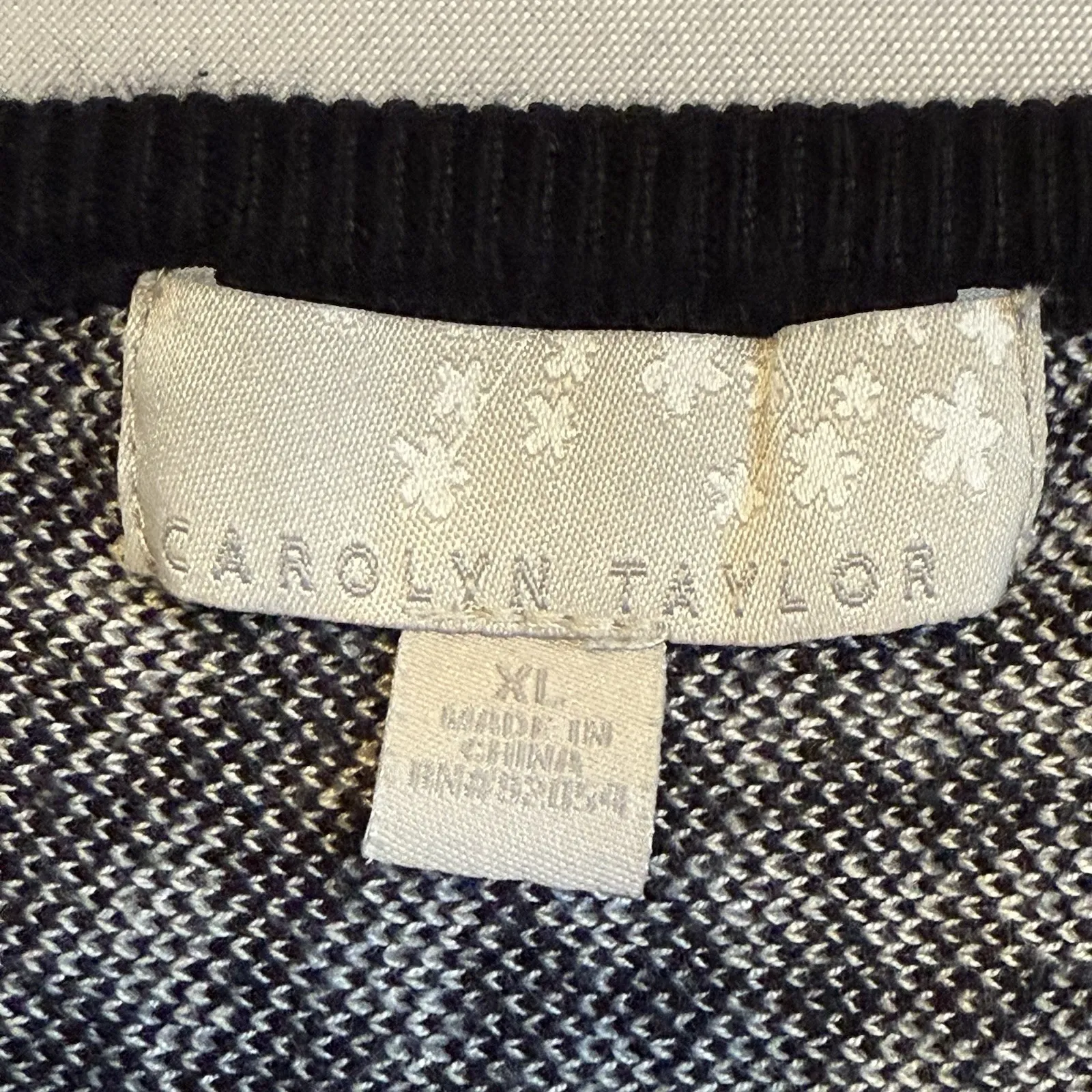 Carolyn‎ Taylor Sweater Sz Dolman 3/4 Sleeves Pullover Black/White Workwear XL # - Image 4
