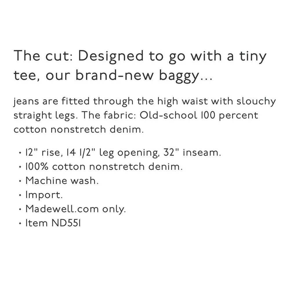 Madewell Baggy Straight Jeans in Westmont Wash All Cotton High Waist Denim 30 - Image 16