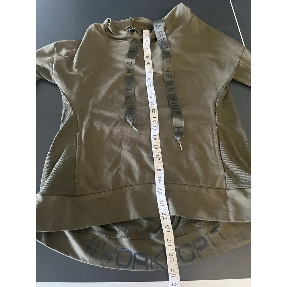 Jessica Simpson Women's Green Eyelet Sweatshirt Top Hooded  Long Sleeve Small - Image 4