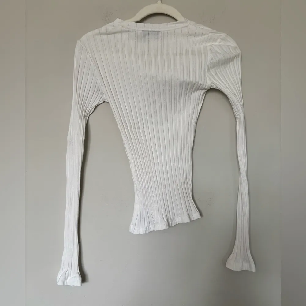 Topshop disjointed rib long sleeve tee in white sz xs - Image 4