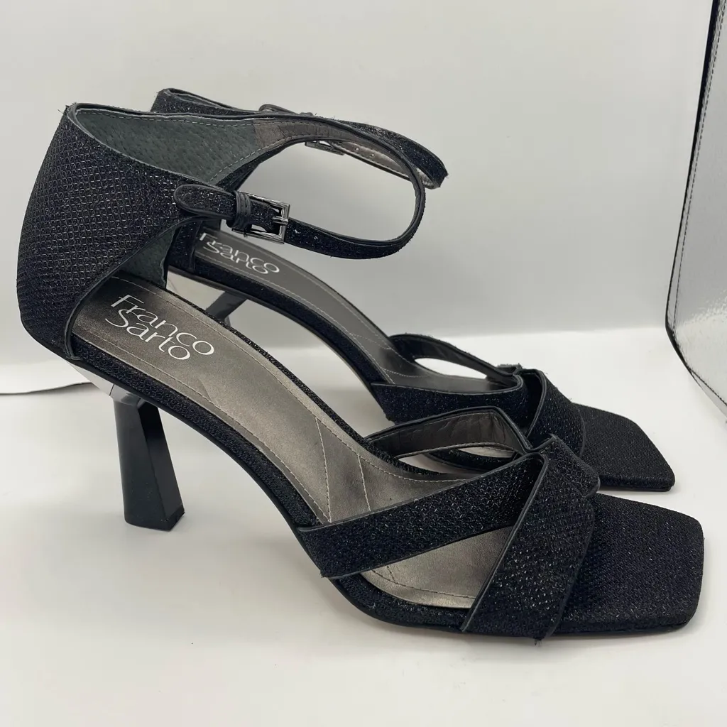 Franco Sarto Rania stiletto cut-out ankle strap black heel sandals Size 11 - Image 9