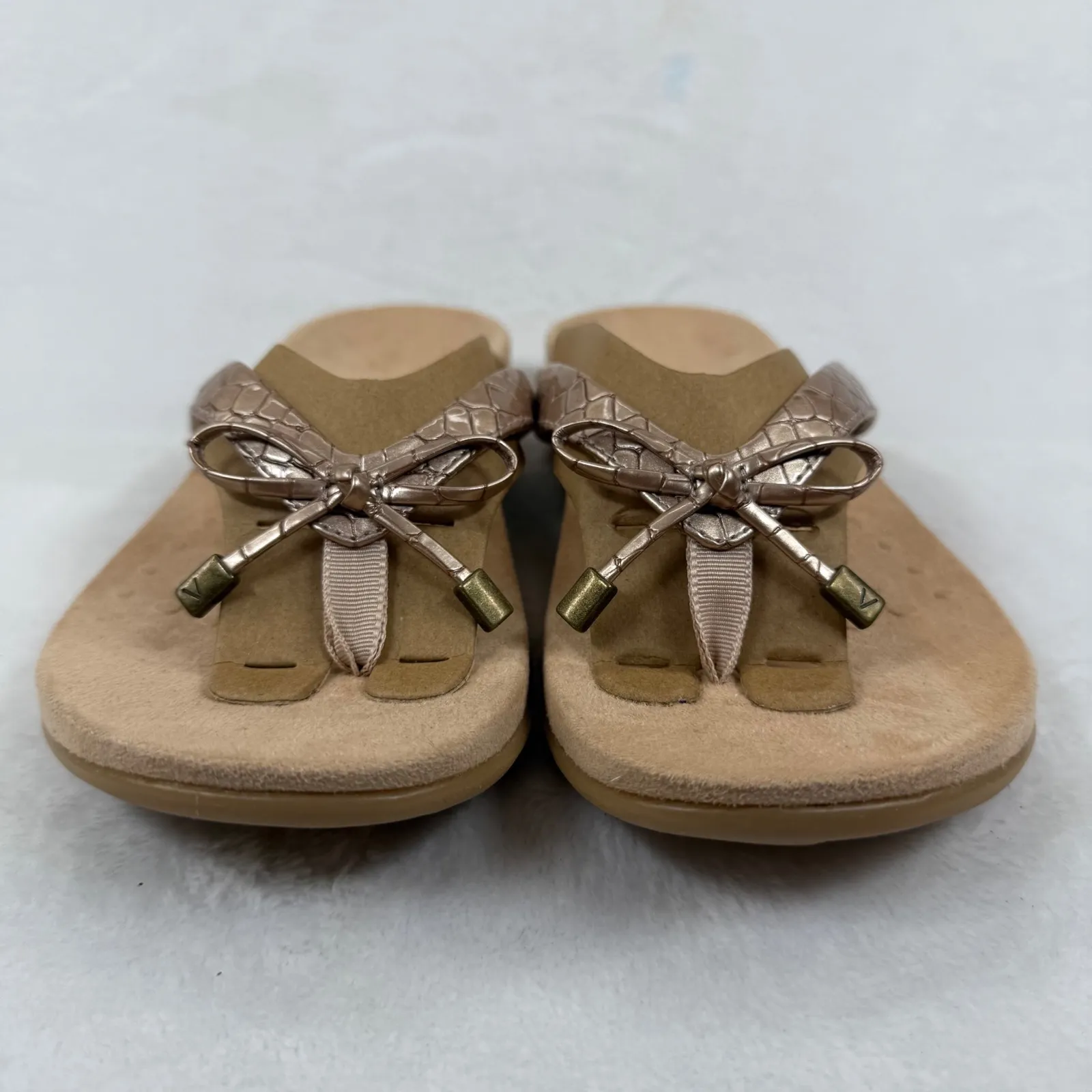 Vionic Bella II Orthotic Technology Sandals Rose Gold Thong Bow Detail Shoes 9.5 - Image 2