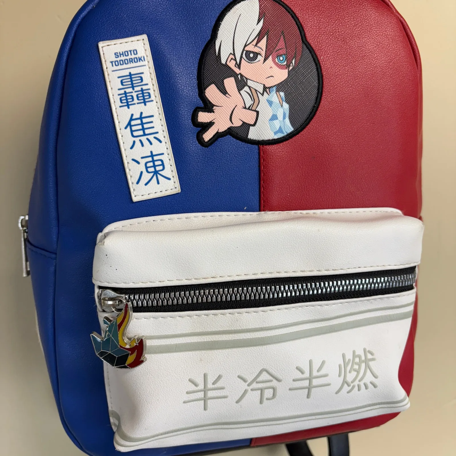 Bioworld My Hero Academia Shoto Todoroki Fire & Ice Faux Leather Mini Backpack Blue - Image 2