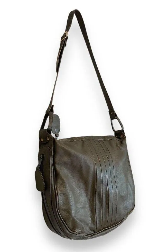 Vintage Dark Olive Green Genuine Brazilian Leather Adjustable Shoulder Purse Bag - Image 3