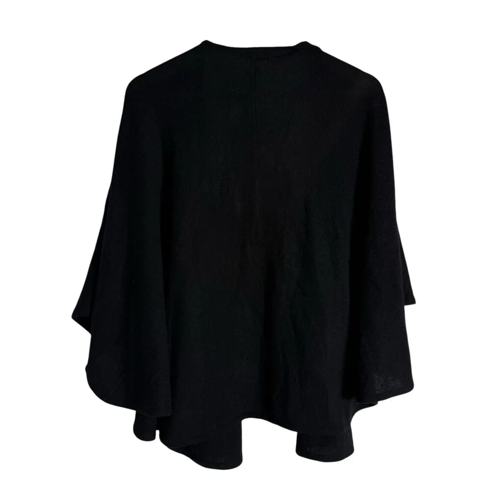 Saks Fifth Avenue Black 100% Cashmere Knit Shawl Cape Sweater One Size - Image 6
