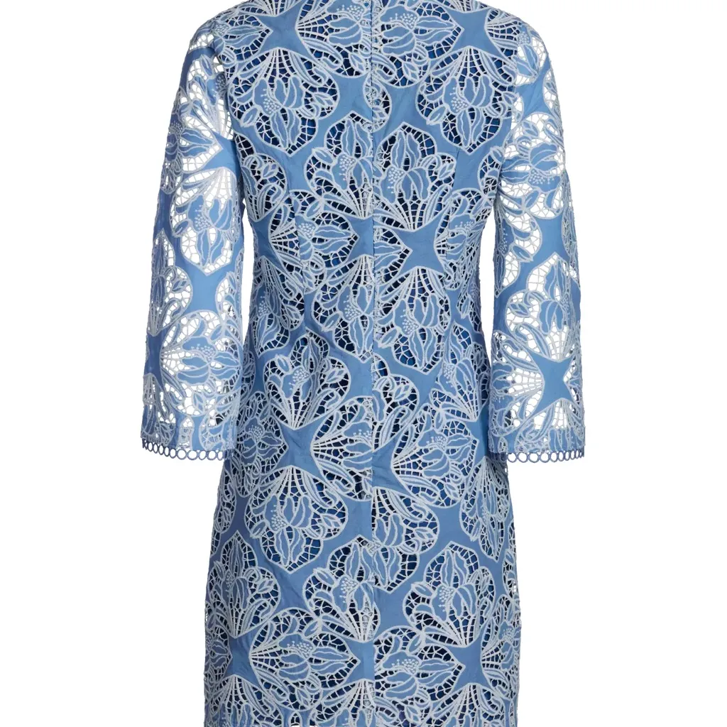 Boston Proper Two Tone Lace Three Quarter Sleeve Dress Granada Sky size 8 NWT - Image 2