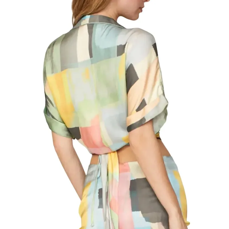 Just BEE Queen Multi Tie Chiara Top in Multi, Size S Blue - Image 4