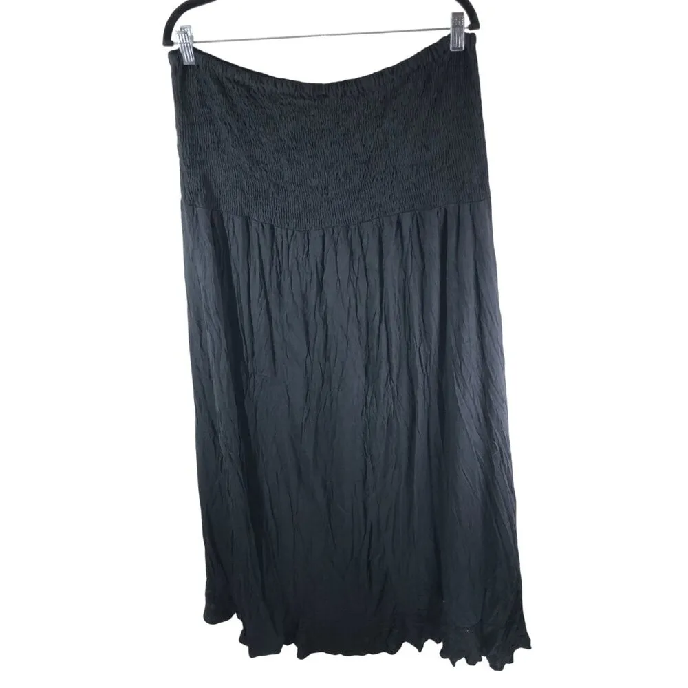 Raviya Swim Cover Up Tube Dress Maxi Hi Low Smocked Strapless Black 1X - Image 4