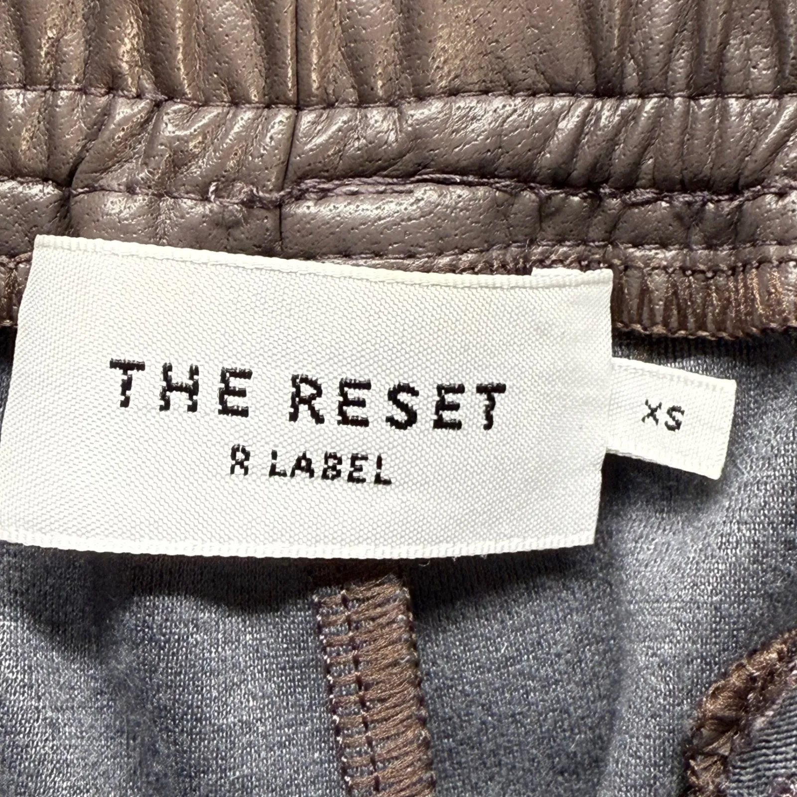 The‎ Reset Faux Leather Joggers Drawstring Casual Pants Brown XS - Image 7