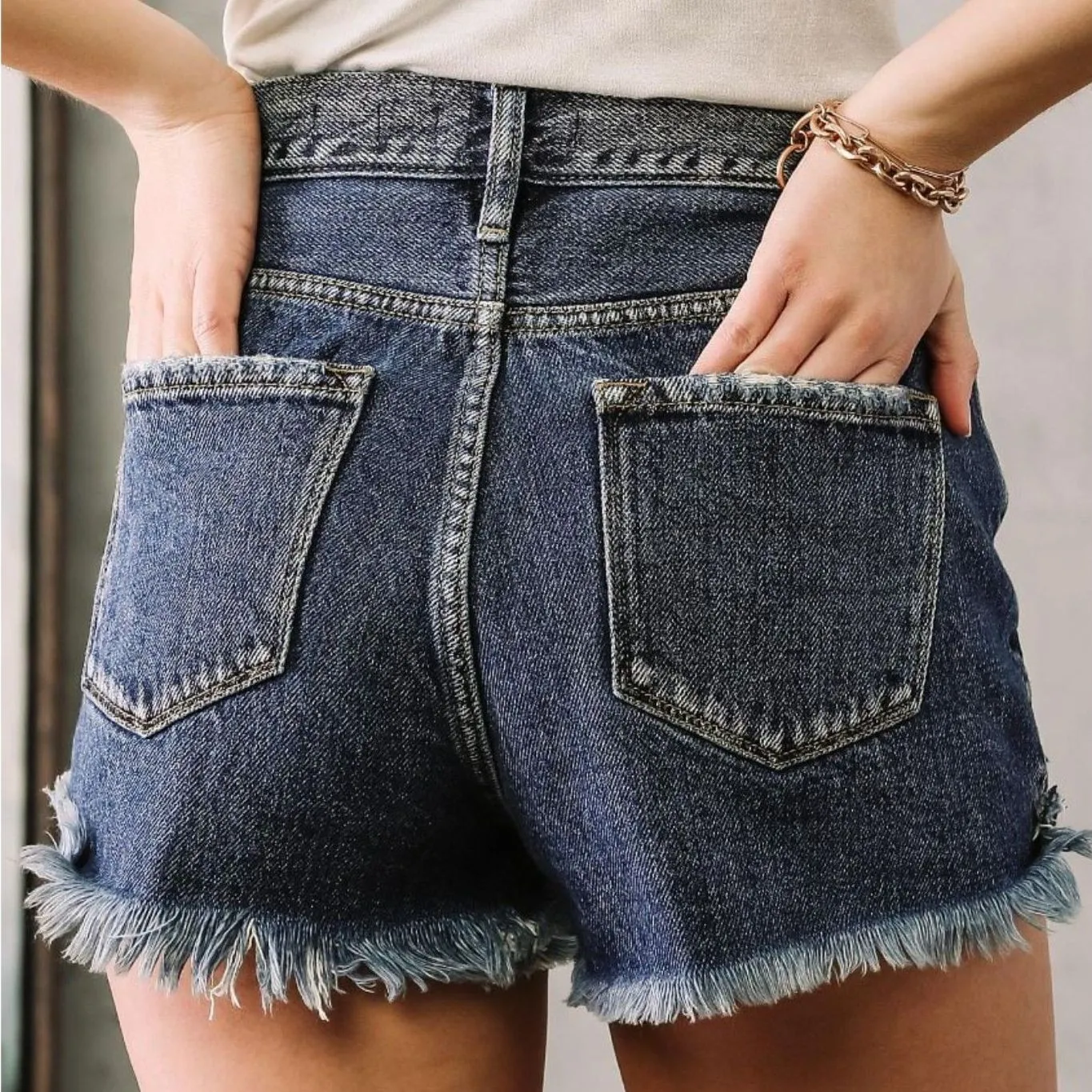 KanCan | Ultra High Rise Distressed 2.5" Shorts Size Medium 100% Cotton Buckle Blue - Image 2