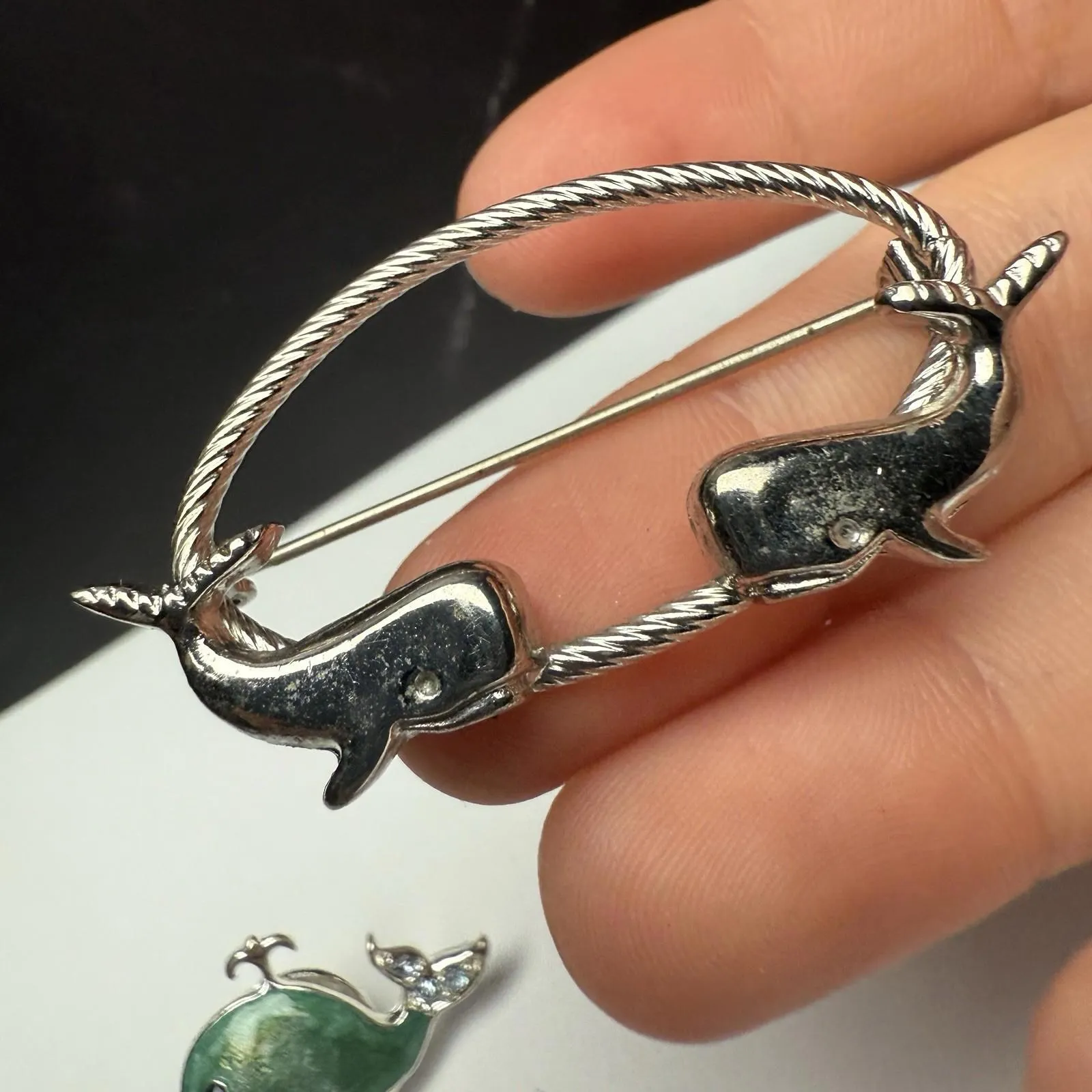 Whale Brooch / Tack Pin Lot Of 2 Sea Life Silver Tone - Image 4
