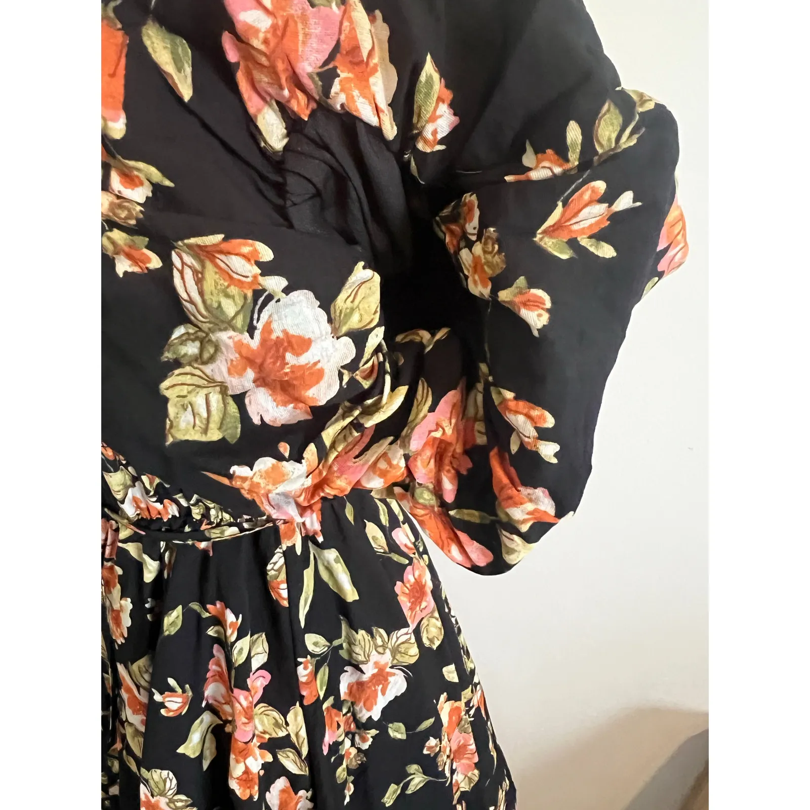 Altar’d State Floral Puff Sleeve Midi Dress Medium - Image 2