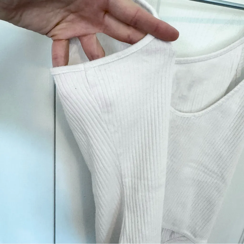 Vintage Express One Eleven White Thong Bodysuit | LOVE MADE ME DO IT Design MED - Image 4