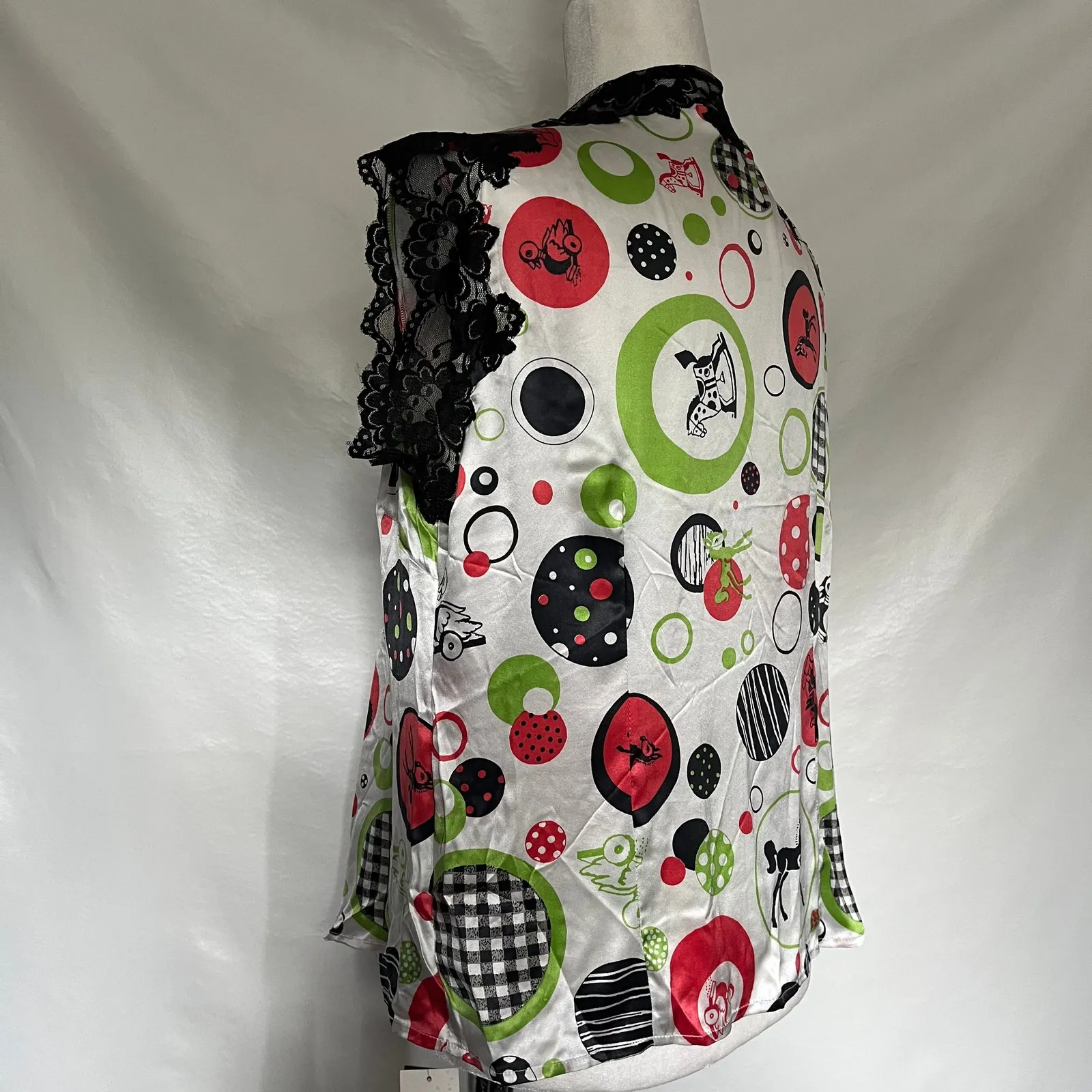 Lulu & Red 100% Silk WHhimsigoth Womens Top 8 Lace Y2K Festival Indie Artsy Dot White Size undefined - Image 8