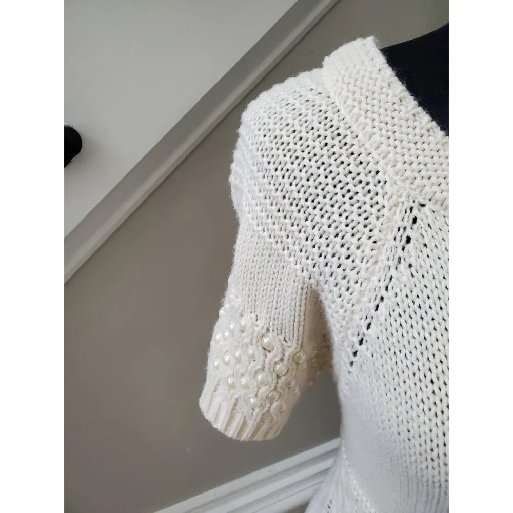 John Paul Richard Women's Beige Acrylic Round Neck Knee Length Sweater Dress XL - Image 5