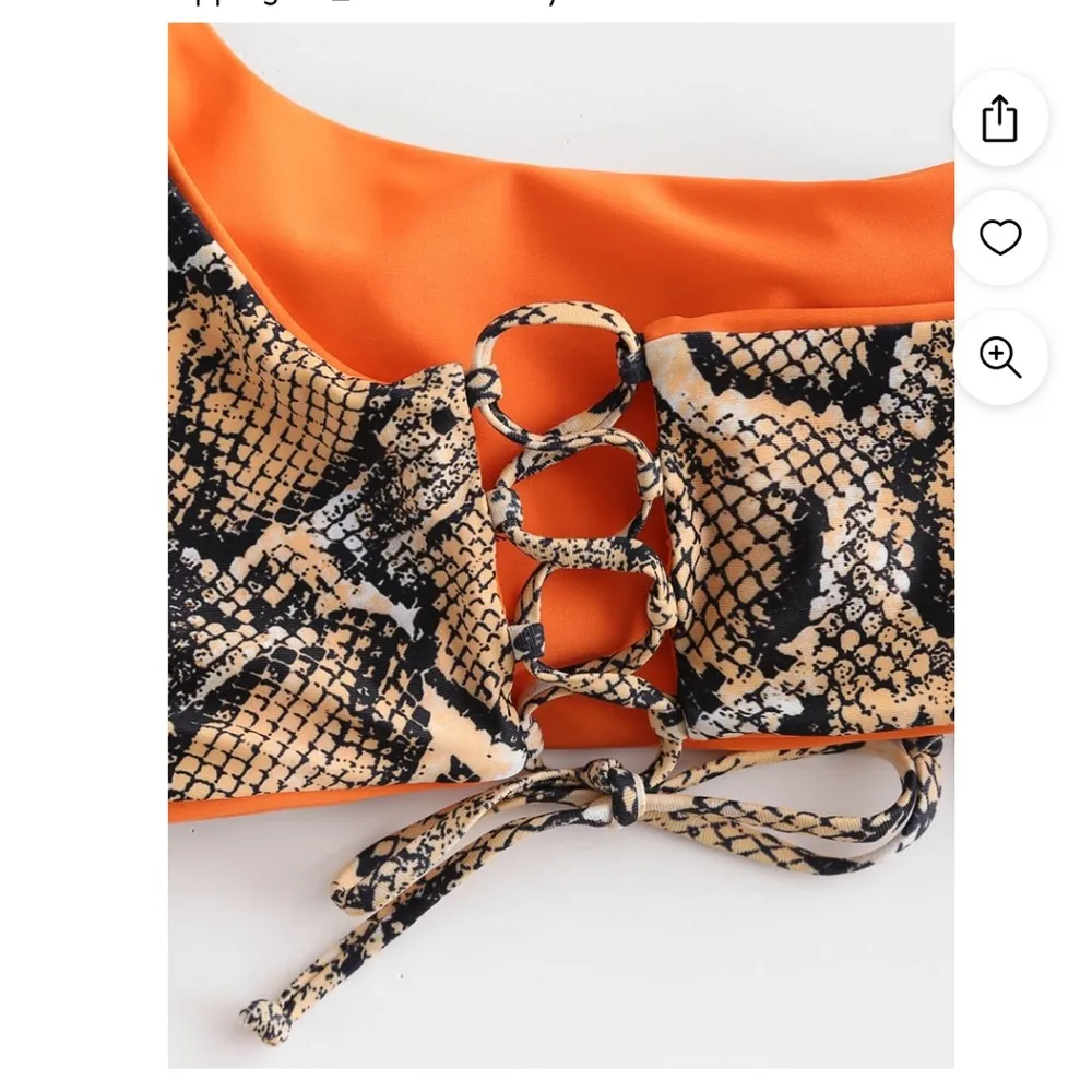 ZAFUL Women Swimwear Snakeskin Leopard Print One Shoulder Reversible Bik… - Image 12