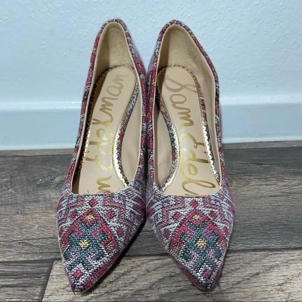 Sam Edelman Hazel Pump Pointed Toe Stiletto Heels Aztec Western Navajo Weave 7 - Image 3