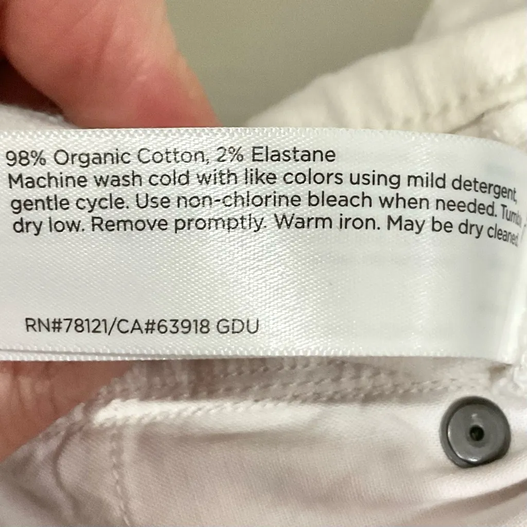 Eileen Fisher Organic Cotton Jeans Sz 4 Straight Leg Ivory New Stretch - Image 5