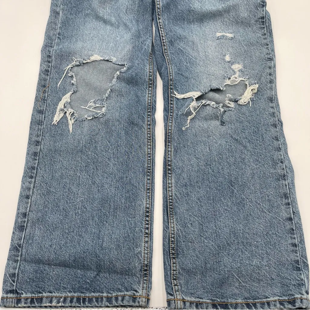 Free People Crvy Denim Overalls Sz 4 Jumpsuit Jeans Ripped Baggy One Piece - Image 12