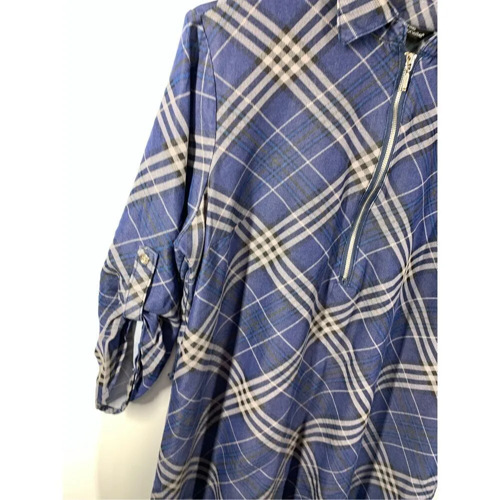 Mlle Gabrielle 3/4 Sleeve Plaid Midi Dress Size Medium - Image 6