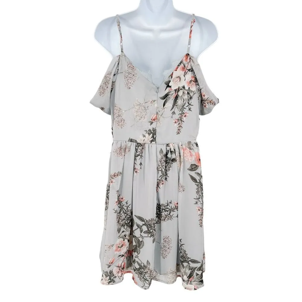 NEW Lulus Verona Floral Print Off the Shoulder Lace Cottagecore Mini Dress - Image 5