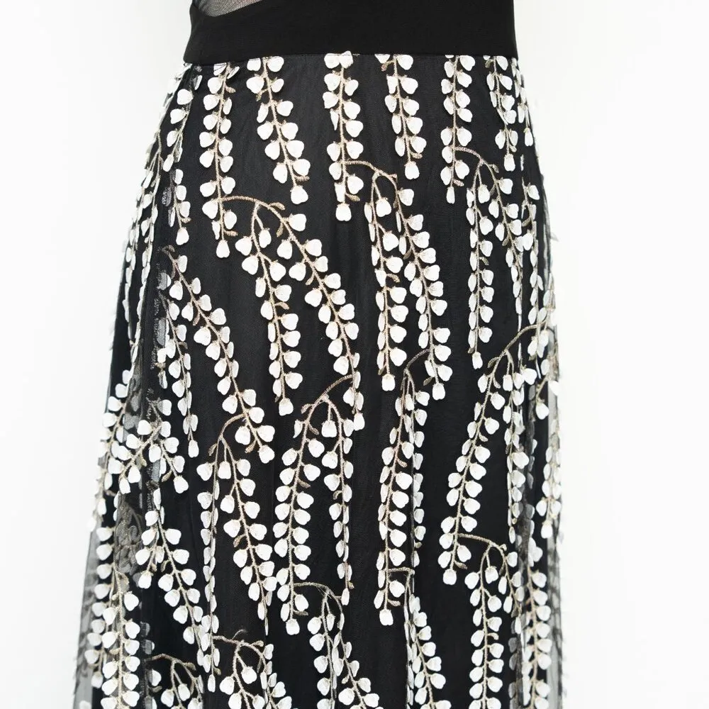 Xscape Mesh Inset Floral Embroidered Gown - Image 10