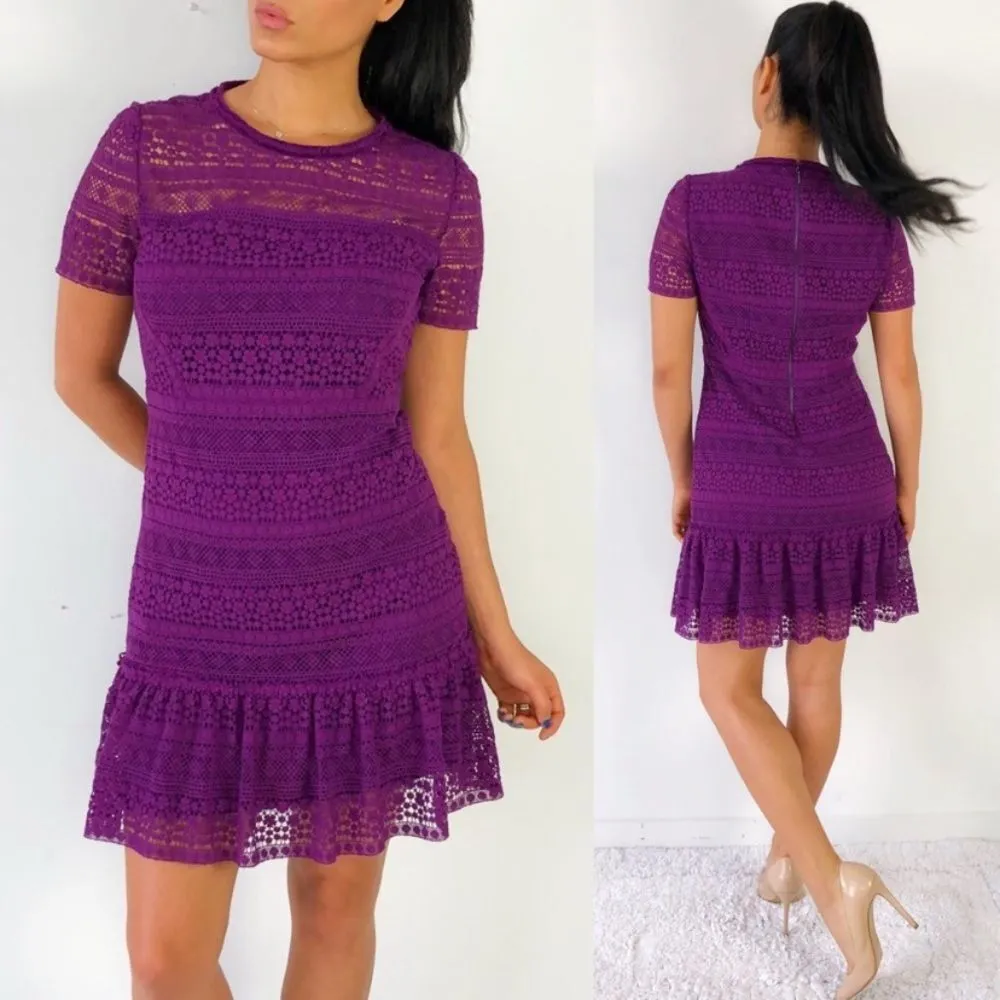 Elie Tahari purple lace jacey dress size 4 - Image 2