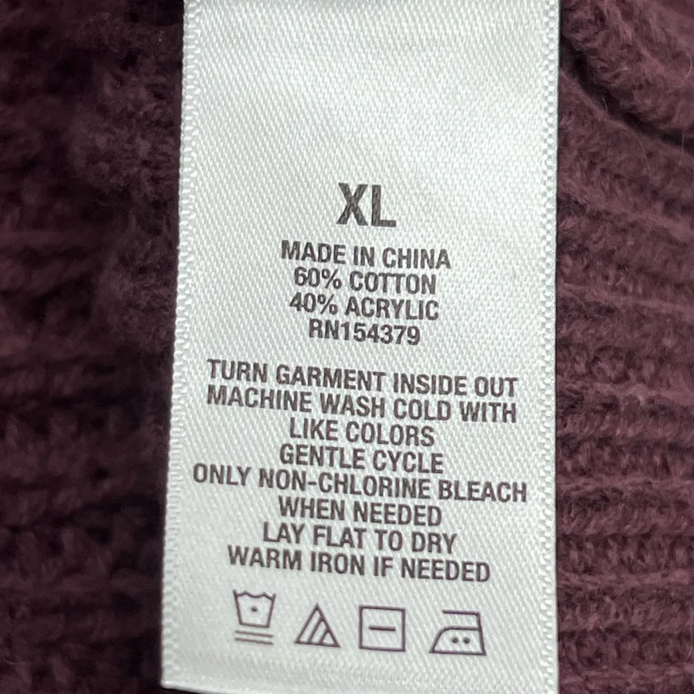 Burgundy knit hooded open cardigan xl sweater w/pockets - Image 6