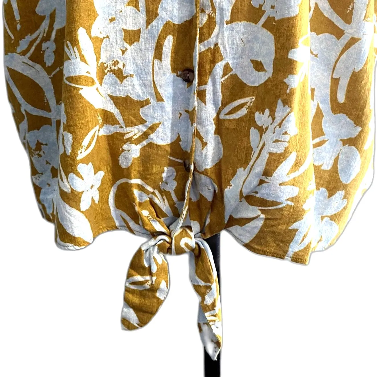 NWT Ava & Viv Tropical Floral Button Up‎ Tie Waist Shirt Plus Size 1X - Image 4