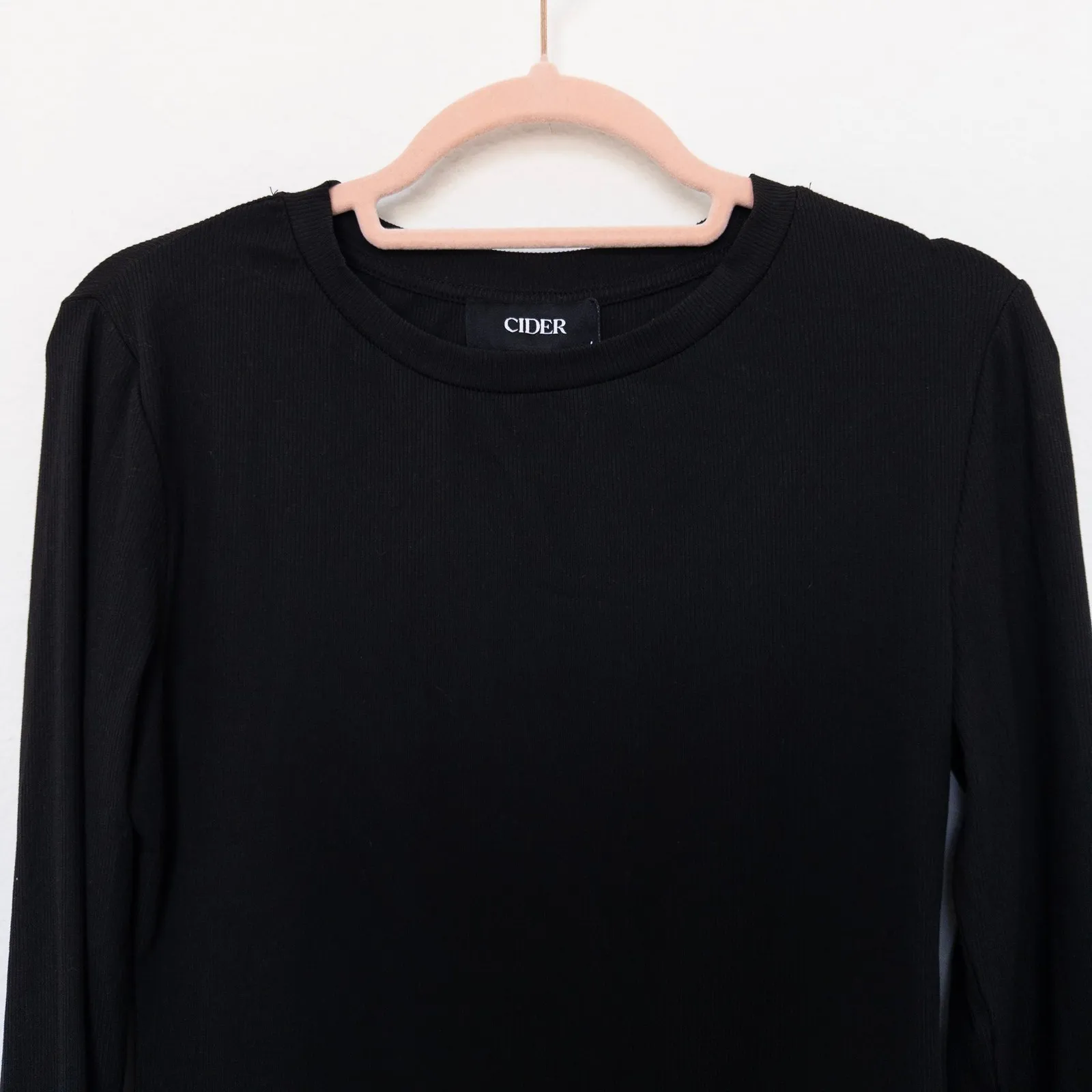 Cider ‎ Womens Bodysuit Size L Black Long Sleeve Stretch Basic Minimalist Casual - Image 3