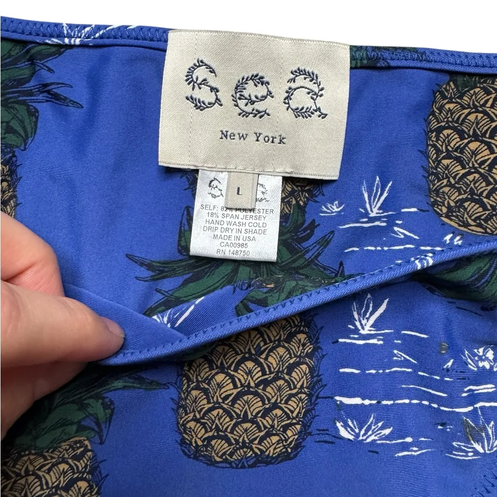 Sea New York Pineapple Print Bikini Bottoms Blue Tie Side Swimwear Large - Image 2