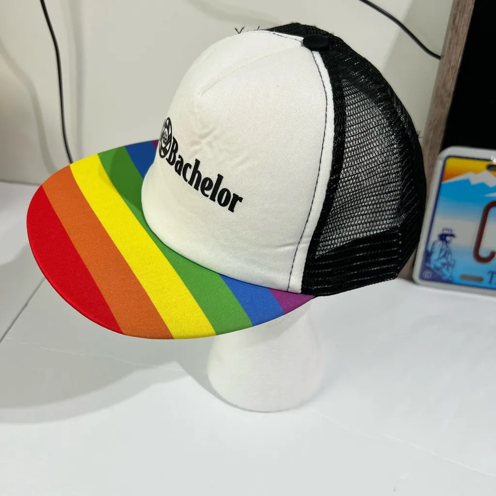 Mt. Bachelor Trucker Hat Rainbow Pride Mesh‎ Cap OSFM NWOT Black - Image 4