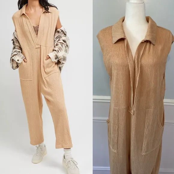 Beach Carousel One Piece Neutral Slouchy Textured Free Knit Sz L - Image 2