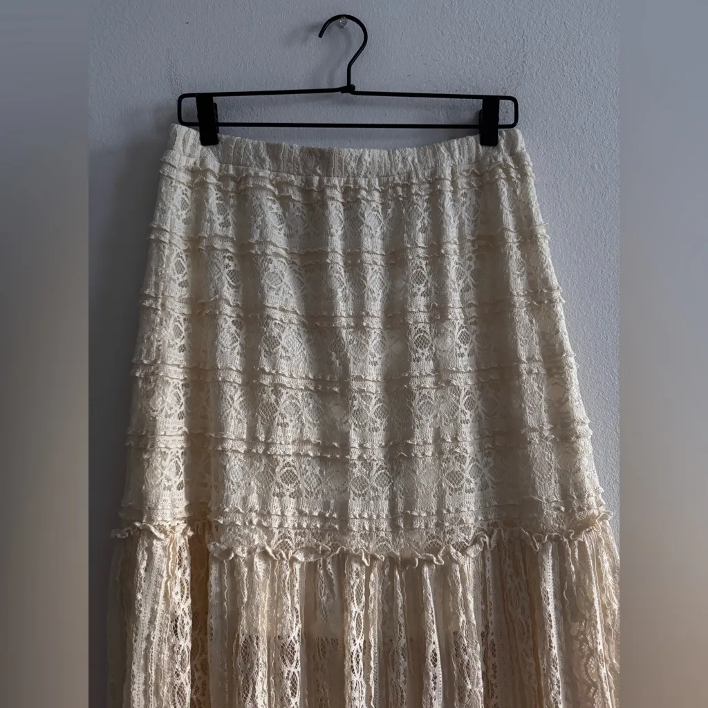 Xhiliration Crochet Midi Skirt M Cream - Image 2