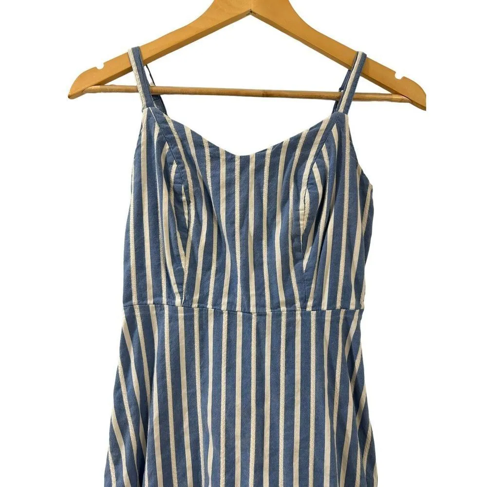 Old Navy Womens Dress XS Blue Tank Striped Sundress Boho Smocked Back Ruffle - Image 2