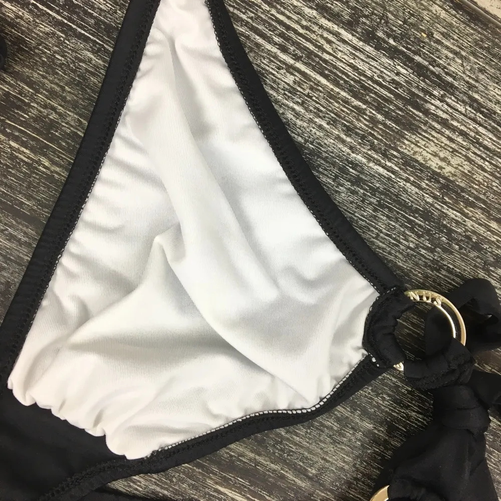 Venus Black Triangle Front Ring & Tie Swim Suit Bikini Top C - Image 3