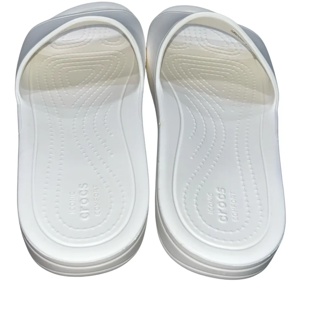 Crocs White Sloane Relaxed Fit Slides Slip On Sandals Shoes Women’s size 9 - Image 5